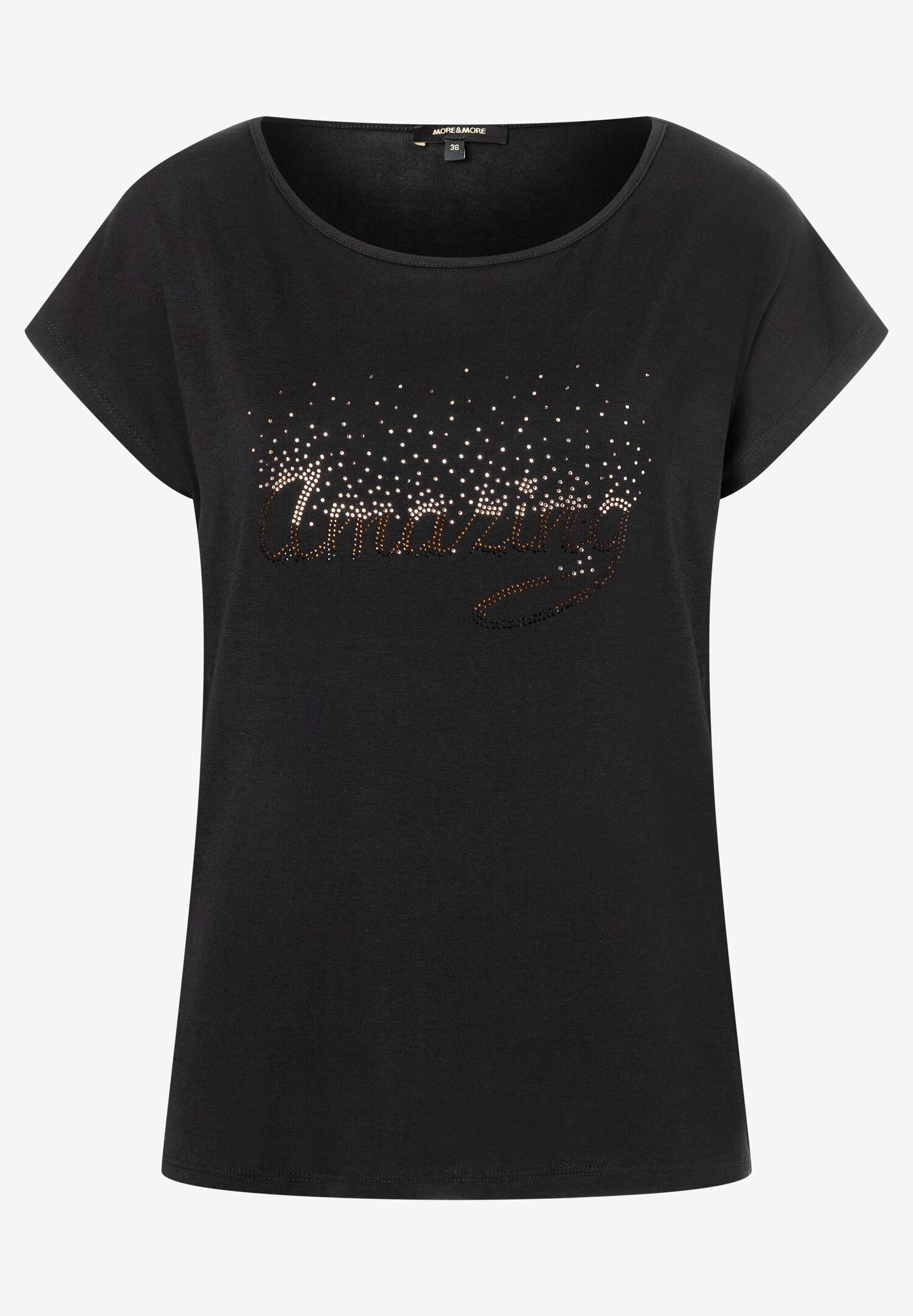 Black Short Sleeve With Strass Lettering T-Shirt_04