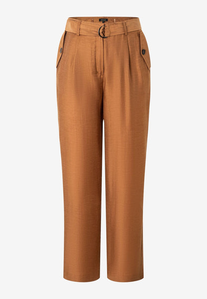 Orange Cropped Tapered Trousers With Belt_03