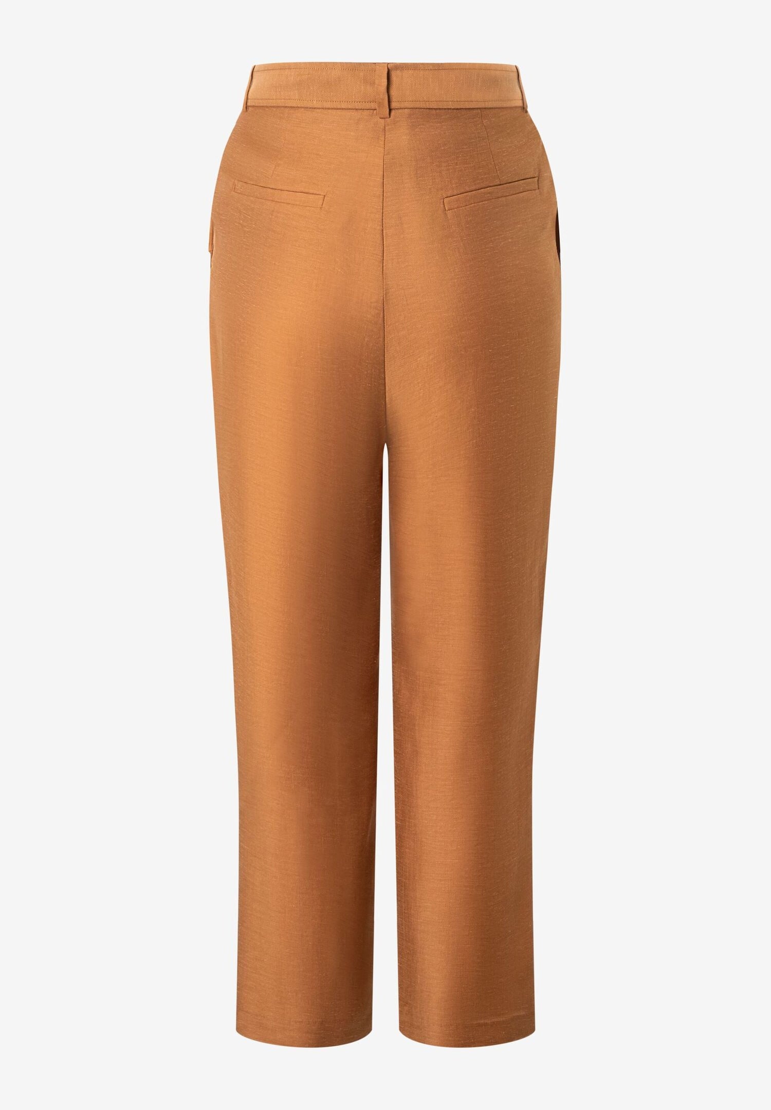 Orange Cropped Tapered Trousers With Belt_04