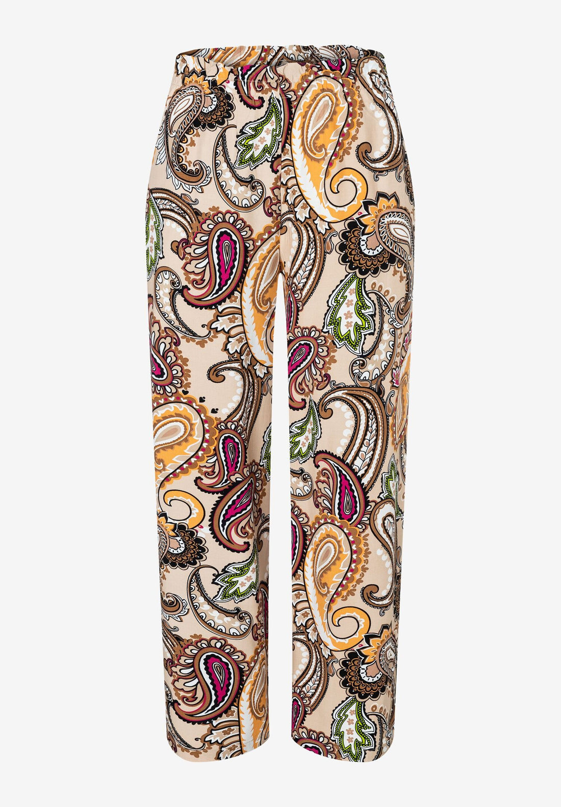 Multi-Color Cropped Paisley Print Slip On Trousers_03