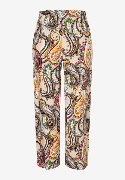 Multi-Color Cropped Paisley Print Slip On Trousers_04