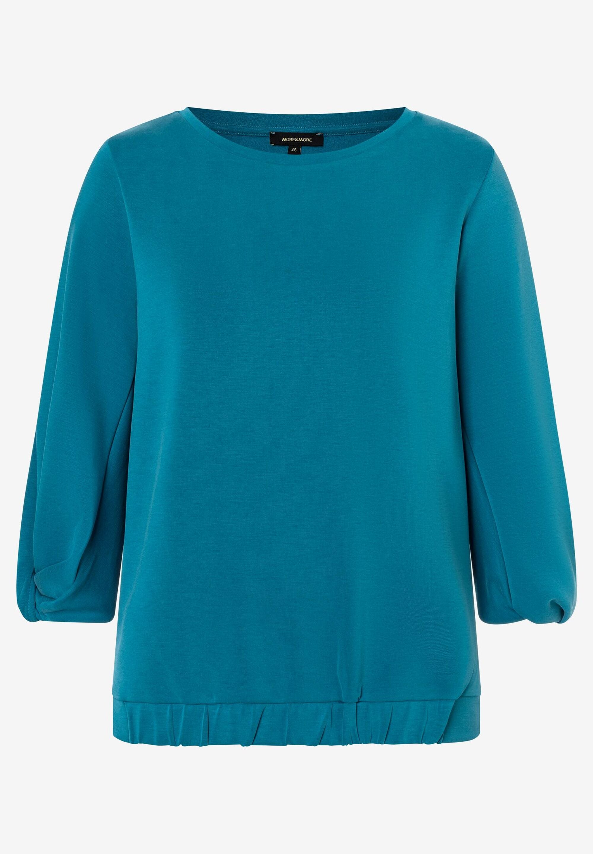 Blue 3/4 Sleeve Sweatshirt With Elastic Hem_04