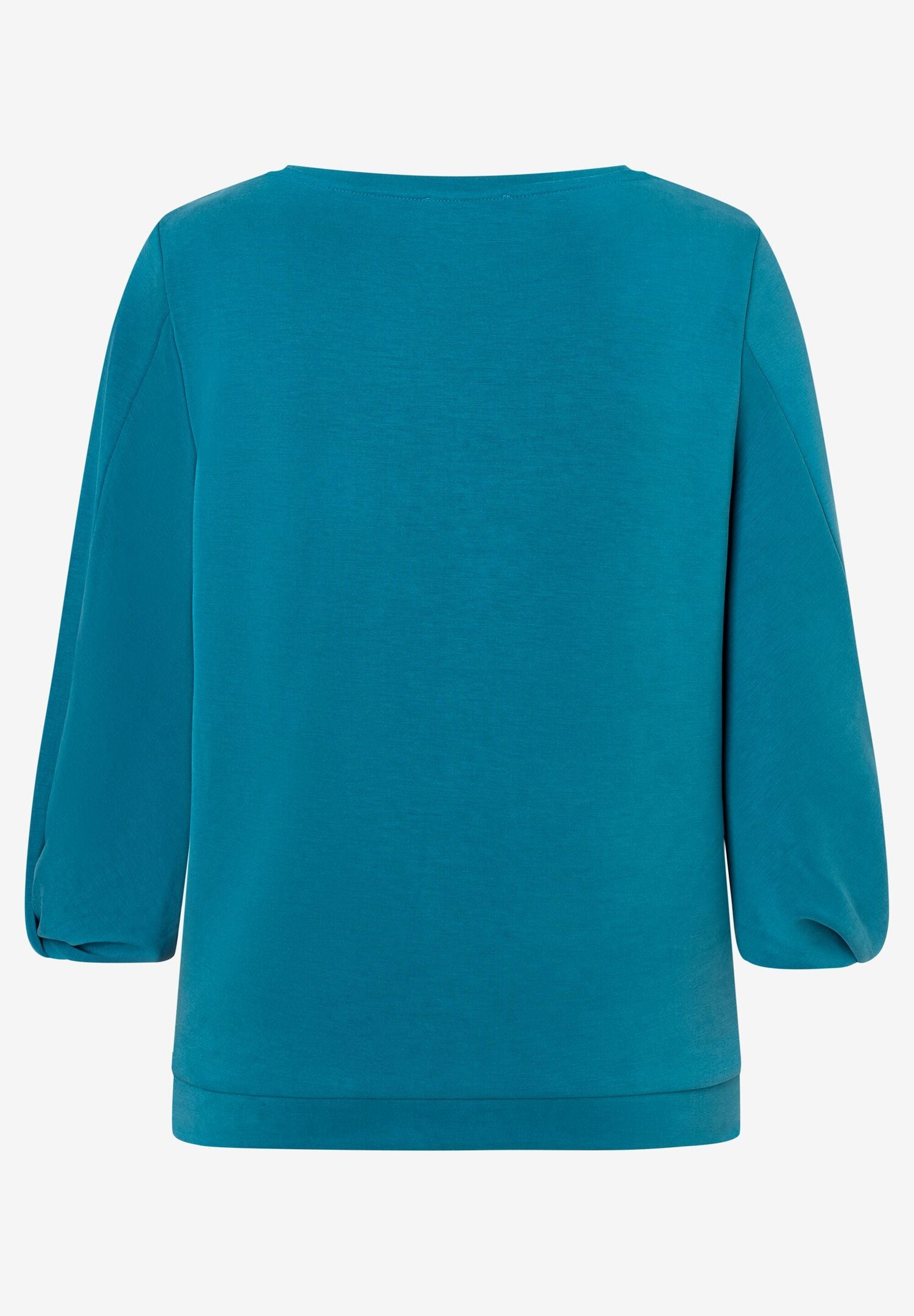 Blue 3/4 Sleeve Sweatshirt With Elastic Hem_05