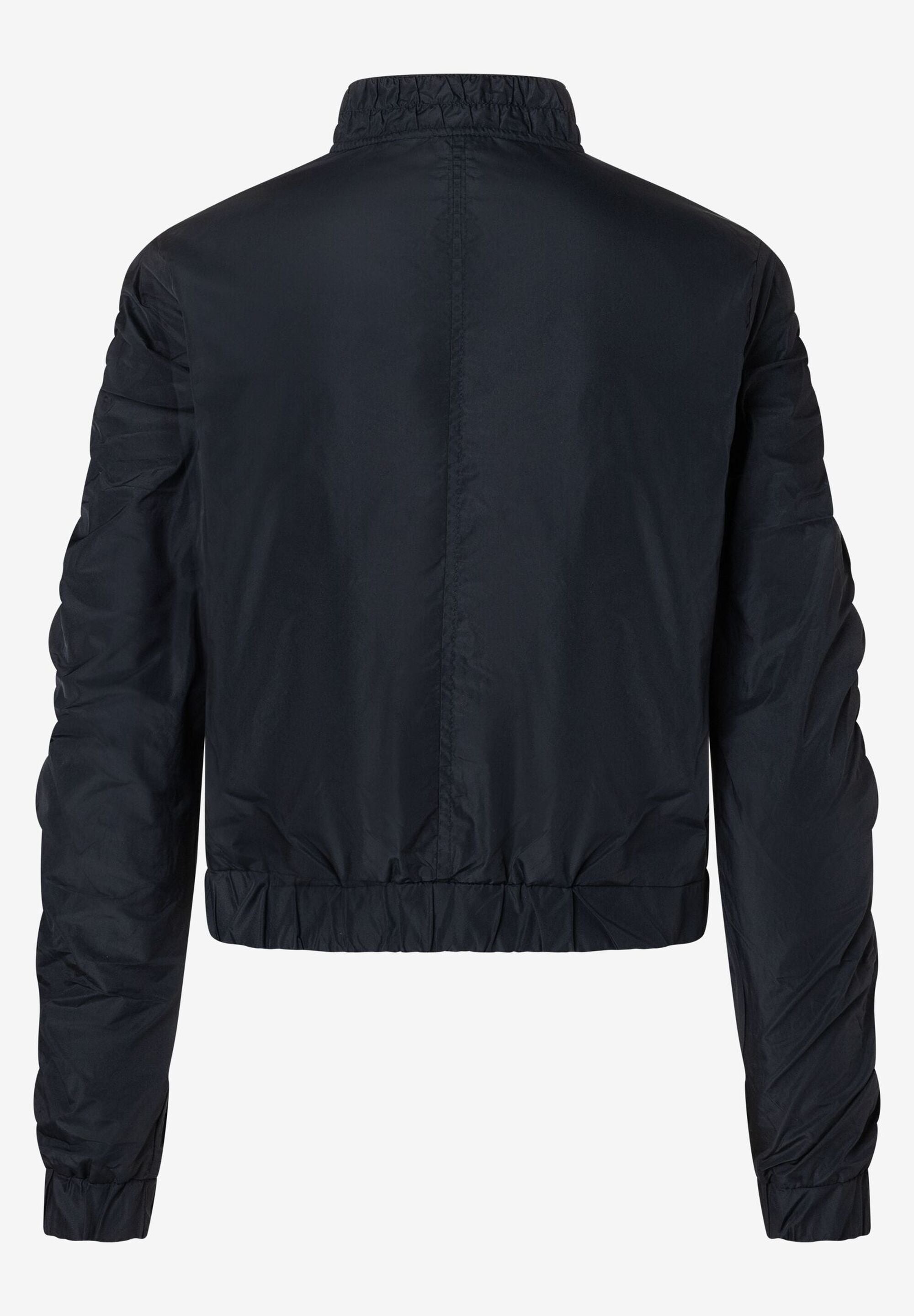 Black Cropped High Neck Bomber Jacket_04