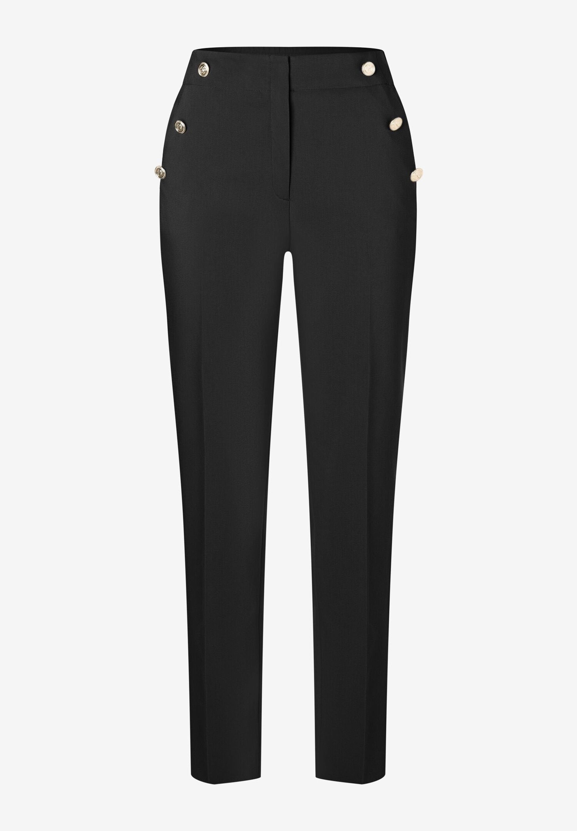 Black Slim Fit Dress Trousers With Decorative Buttons_31084055_0790_03