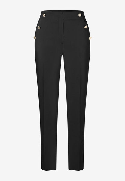 Black Slim Fit Dress Trousers With Decorative Buttons_31084055_0790_03