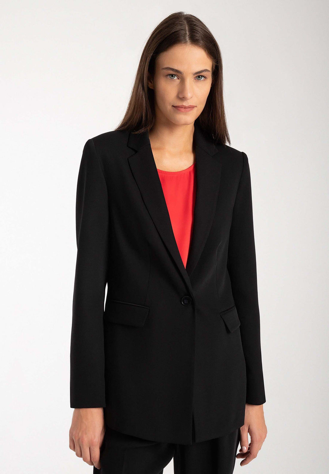 Black Fitted Long Blazer_31086001_0790_01