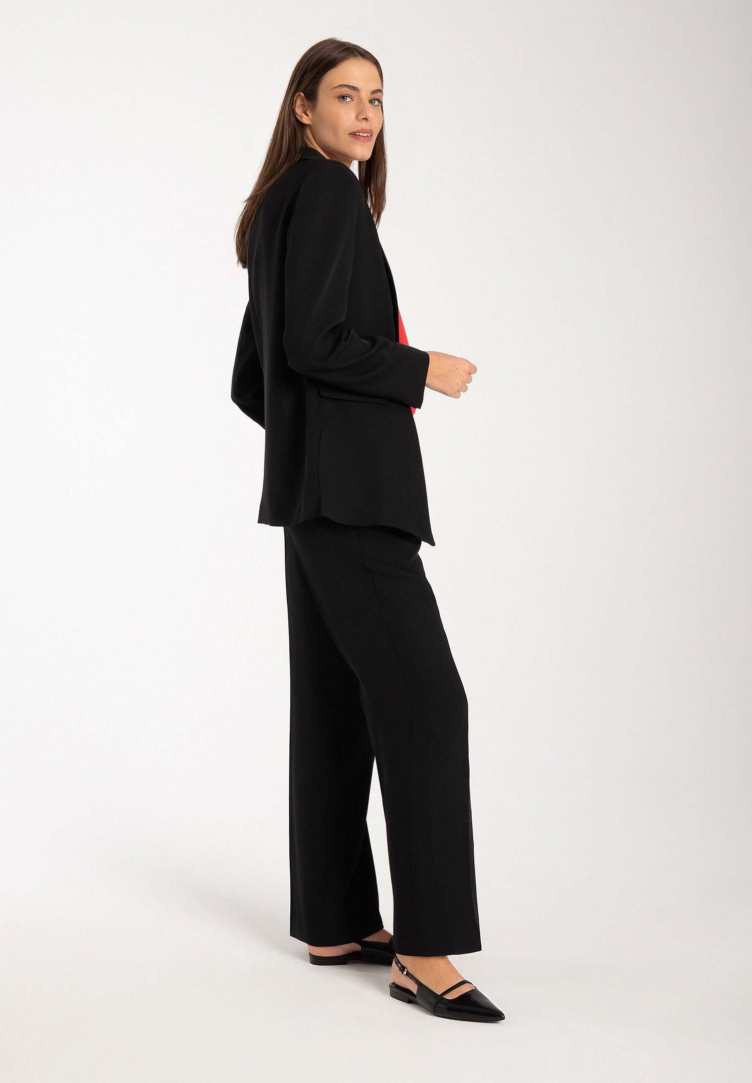 Black Fitted Long Blazer_31086001_0790_03