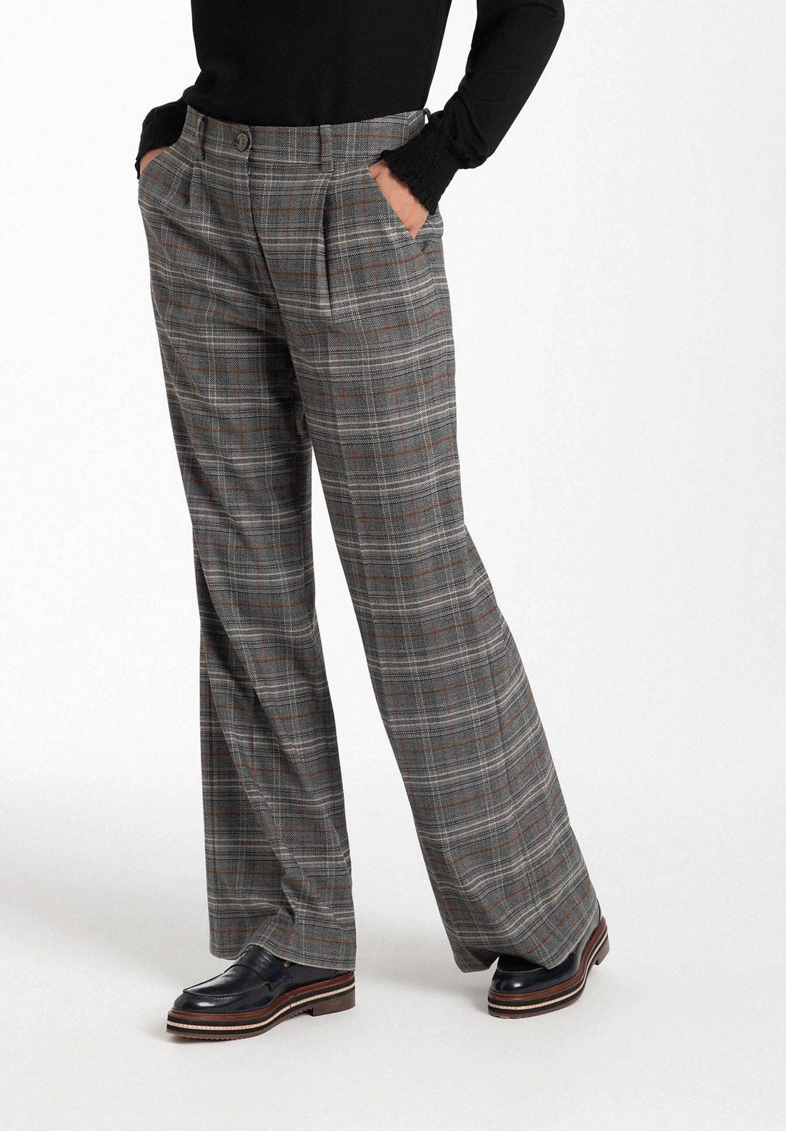 Wide Leg Checked Trousers_31094004_4740_01