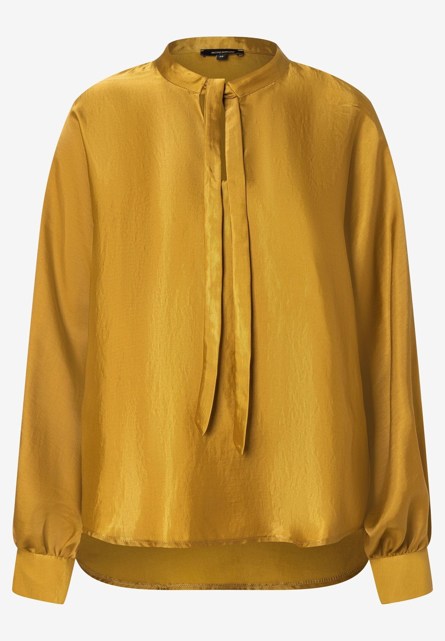 Mustard Yellow Satin Blouse With Bow_31122056_0175_03