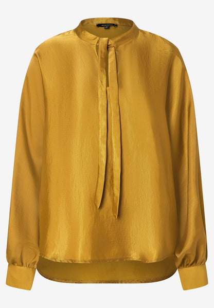 Mustard Yellow Satin Blouse With Bow_31122056_0175_03