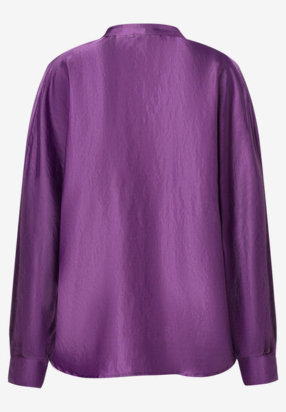 Dark Lilac Satin Blouse With Bow_31122056_0874_05