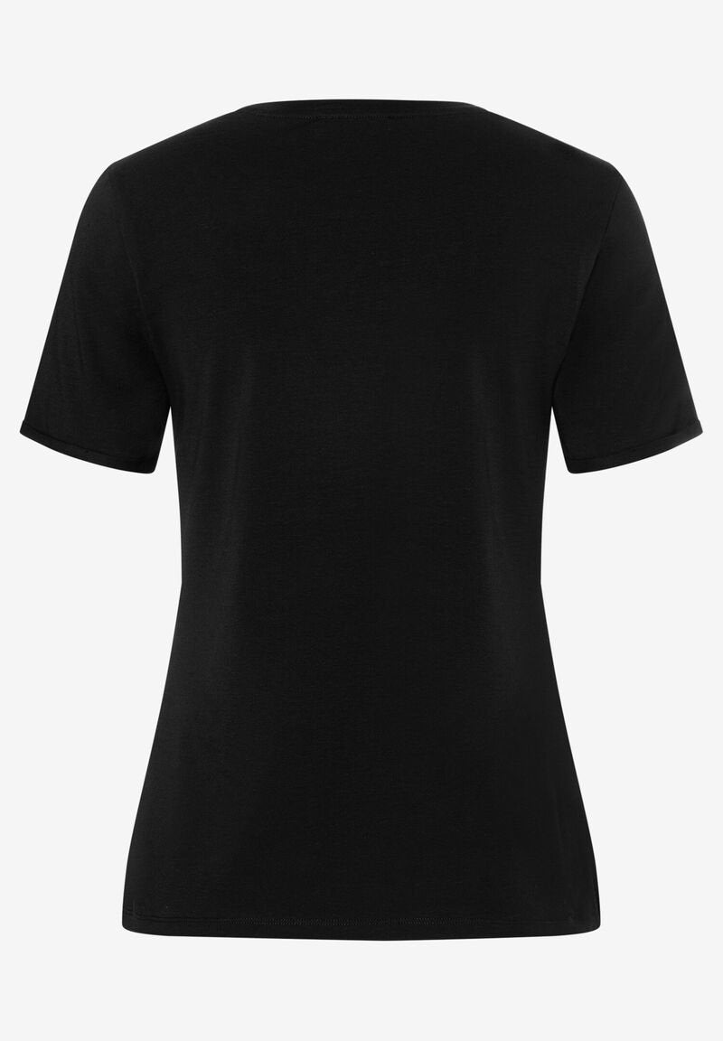 Black T-Shirt With Embellished Neckline_31650082_0790_02