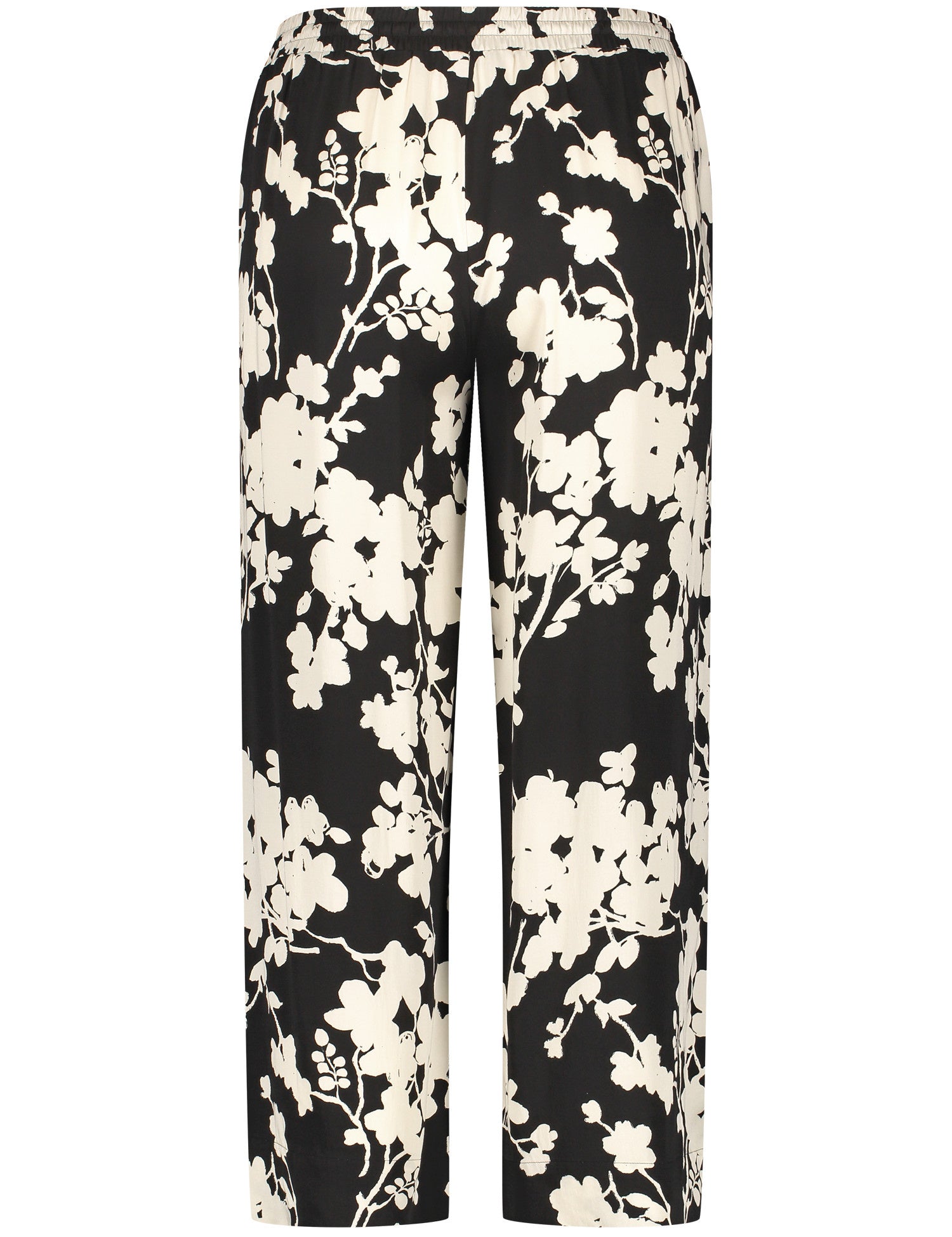 Wide 3/4-Length Palazzo Trousers With A Floral Pattern