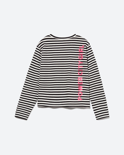 Black Striped T-Shirt With Print Sisley