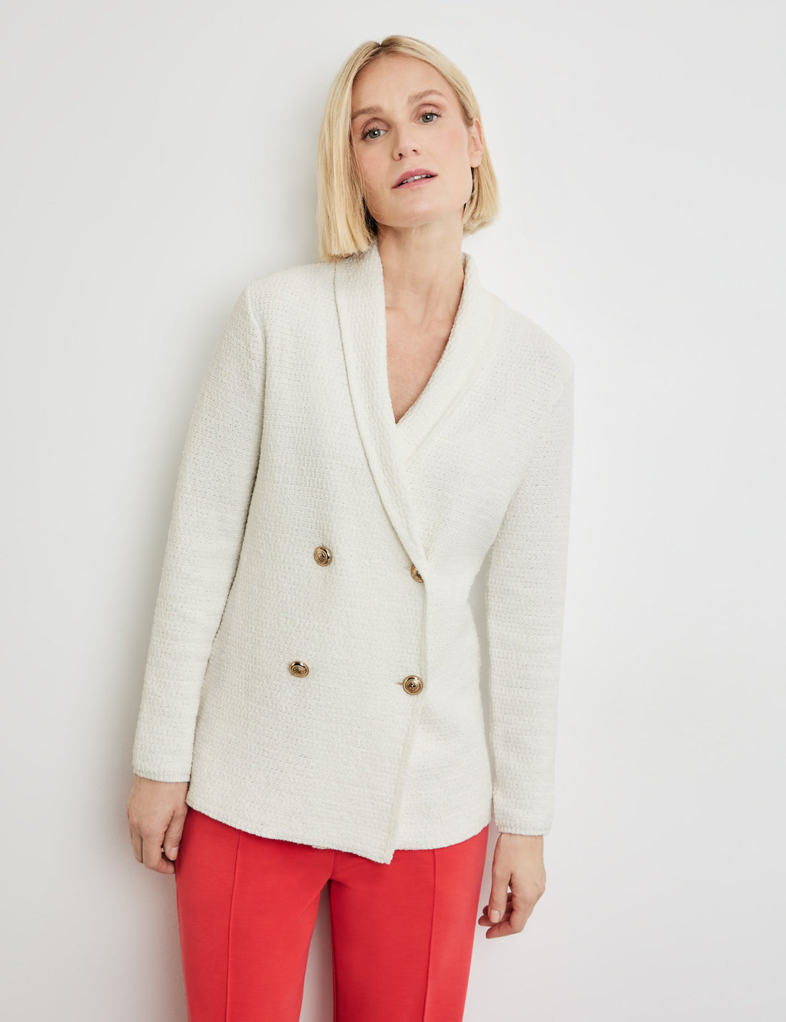 Cardigan In A Textured Knit With A Double-Breasted Button Placket_330019-35738_99700_01