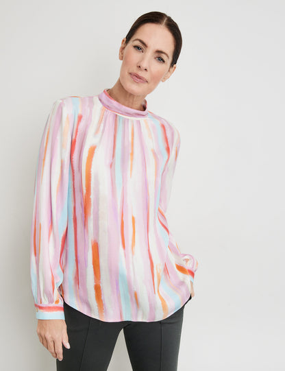 Striped Blouse With A Stand-Up Collar_360068-31461_3069_01