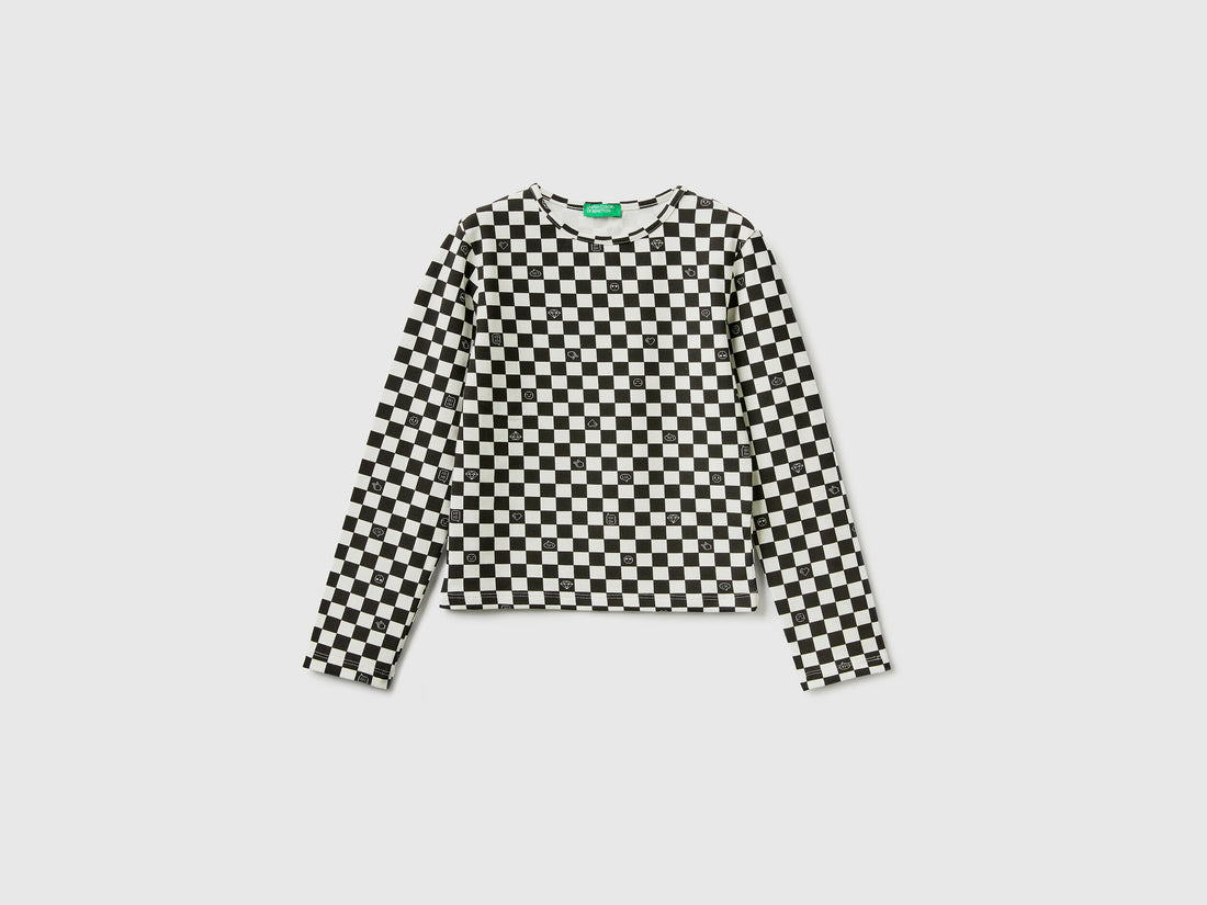Checkered Stretch Cotton T-Shirt