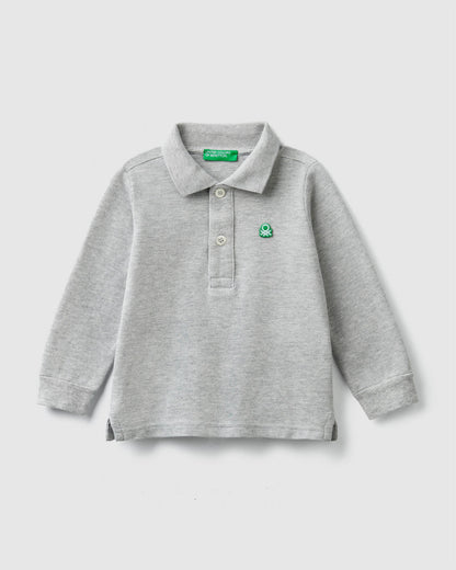 Light Grey L/S Polo Shirt Benetton