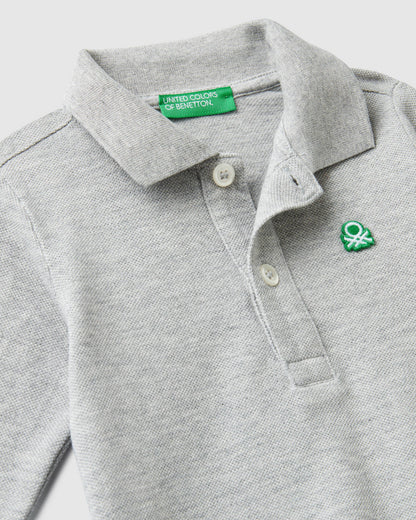 Light Grey L/S Polo Shirt Benetton
