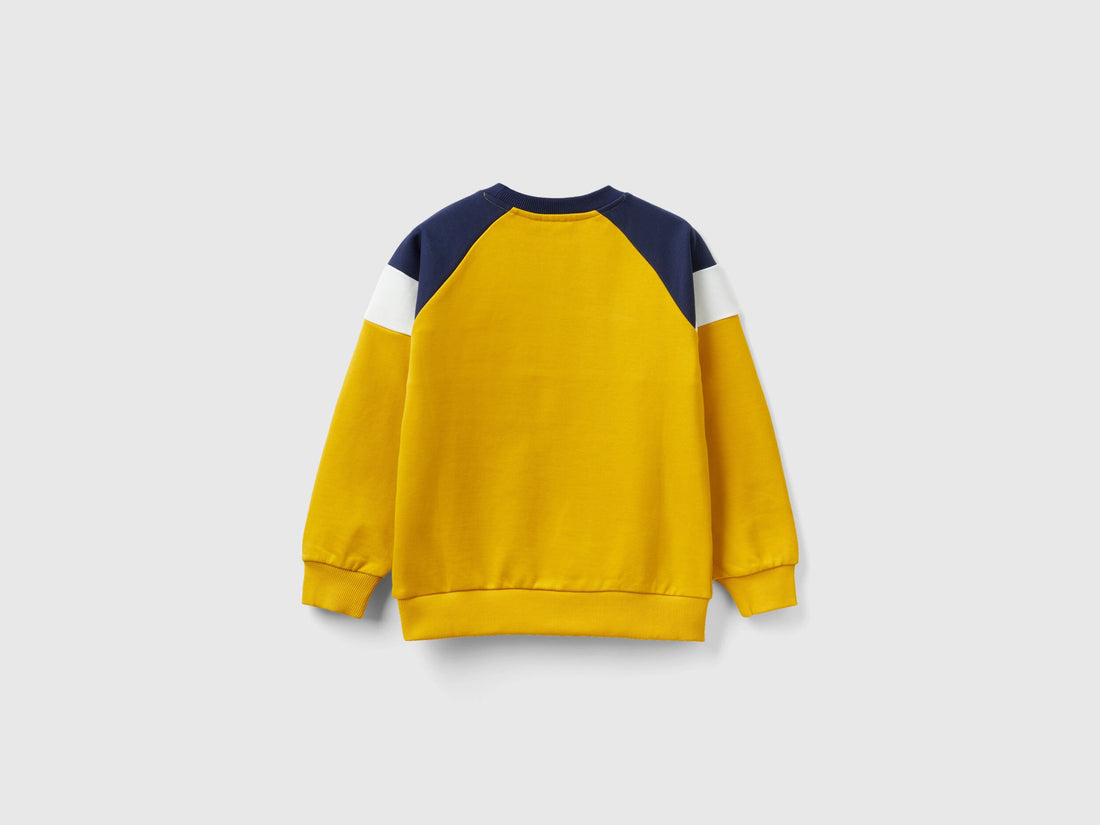 Yellow Ochre And Dark Blue Sweatshirt With Embroidered Logo_3FPPC10DZ_0D6_02