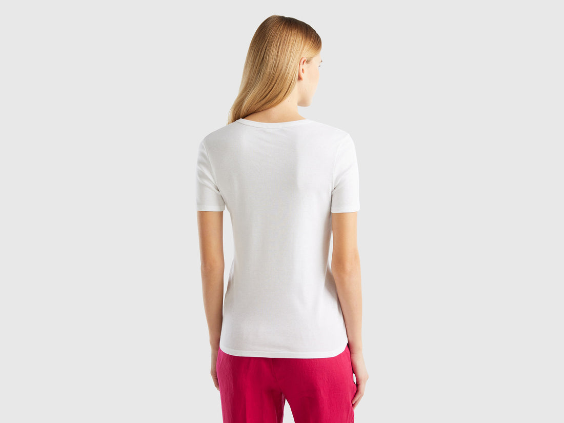 T-Shirt In 100% Cotton With Glitter Print Logo_3GA2E16A2_101_02