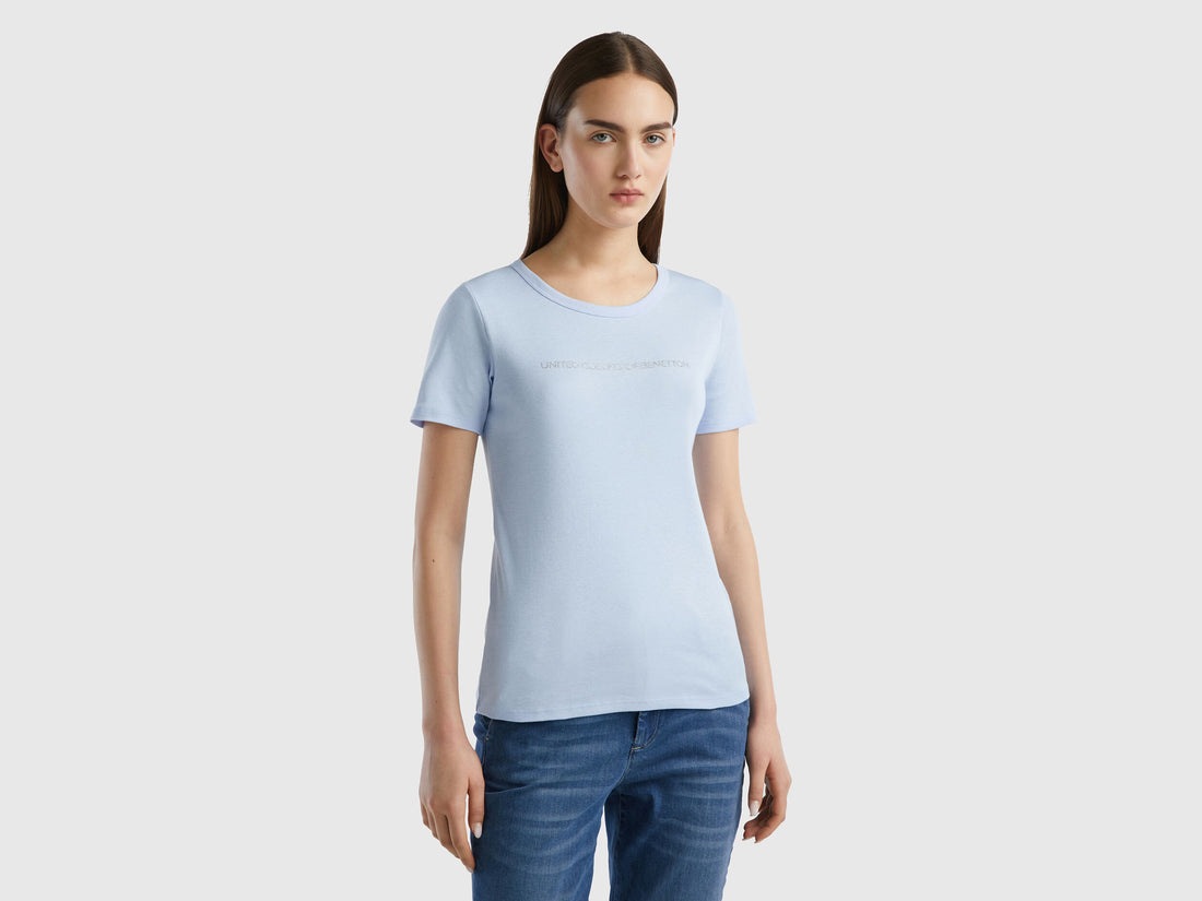 T-Shirt In 100% Cotton With Glitter Print Logo_3GA2E16A2_2K3_01
