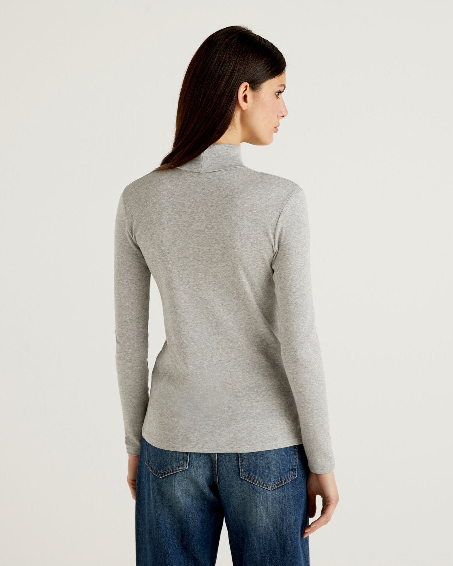 Light Grey Long Sleeve T-Shirt With High Neck