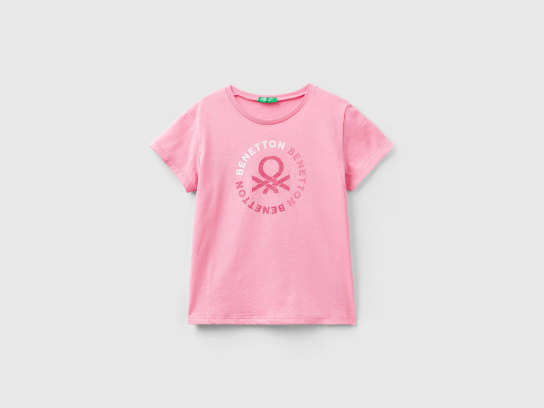 T-Shirt With Glittery Logo In Organic Cotton_3I1XC10H8_38E_01
