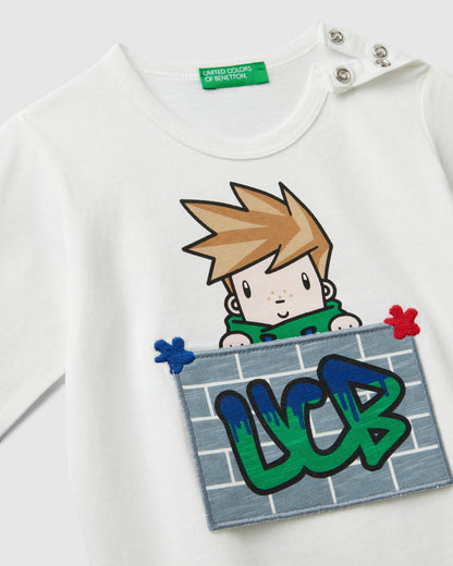 White T-Shirt L/S Benetton