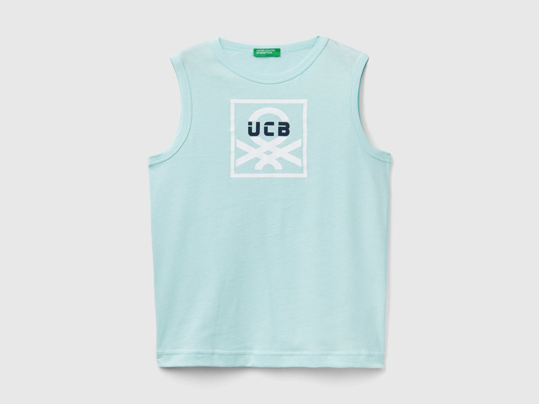 Tank Top In 100% Organic Cotton With Logo_3I1XCH01G_0A7_01