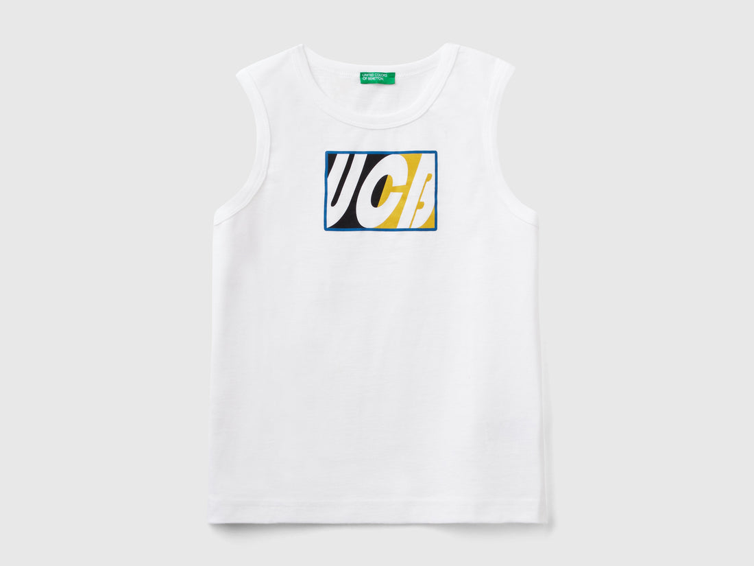 Tank Top In 100% Organic Cotton With Logo_3I1XCH01G_101_01