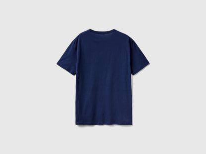 Dark Blue T-Shirt In Organic Cotton With Multicolored Logo_3I1XU100A_934_05