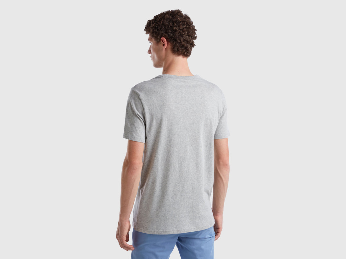 Gray T-Shirt In Organic Cotton With Multicolored Logo_3I1XU100A_938_02