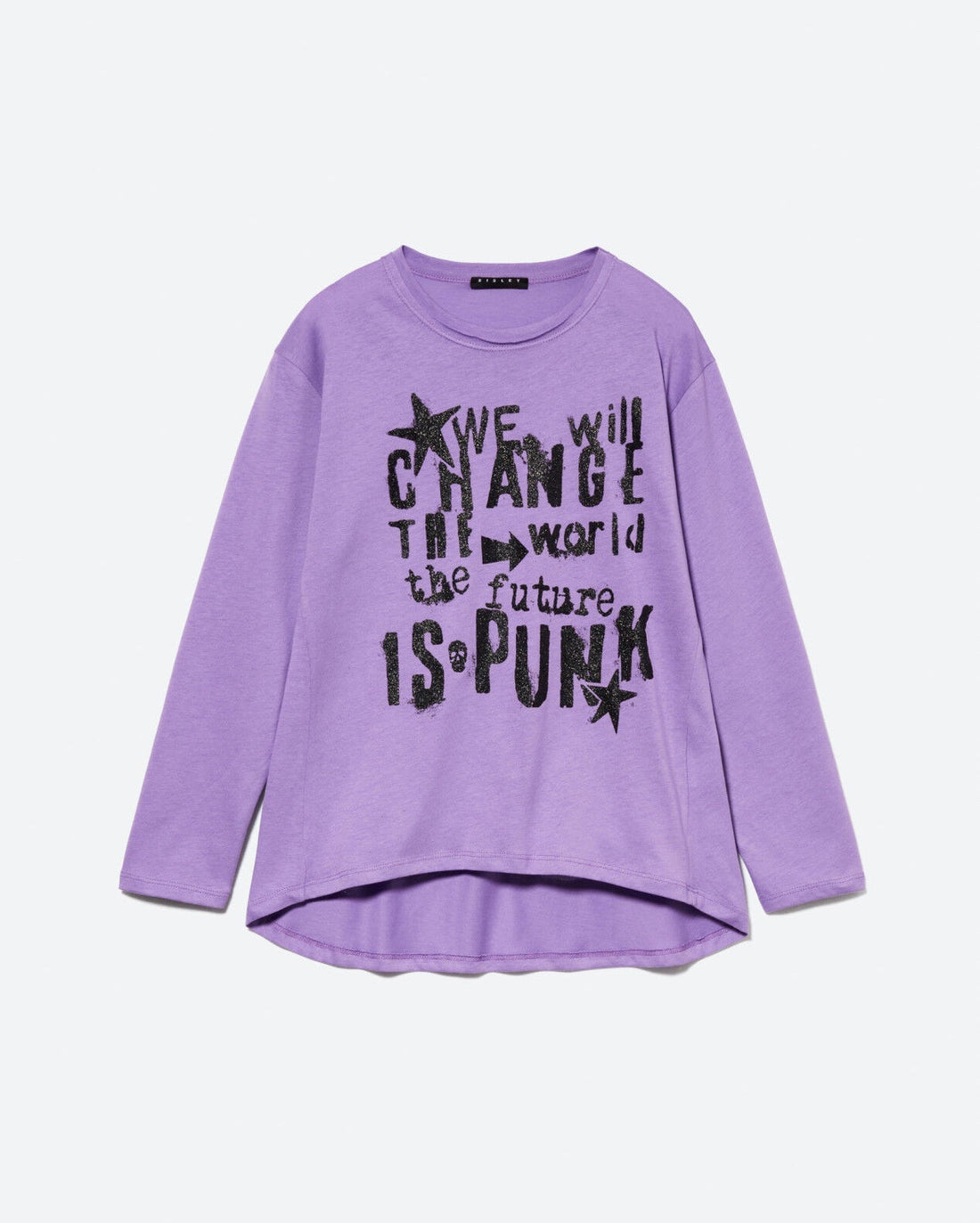 Mauve Uneven T-Shirt With Print Sisley
