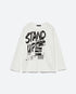 White T-Shirt With Print Sisley