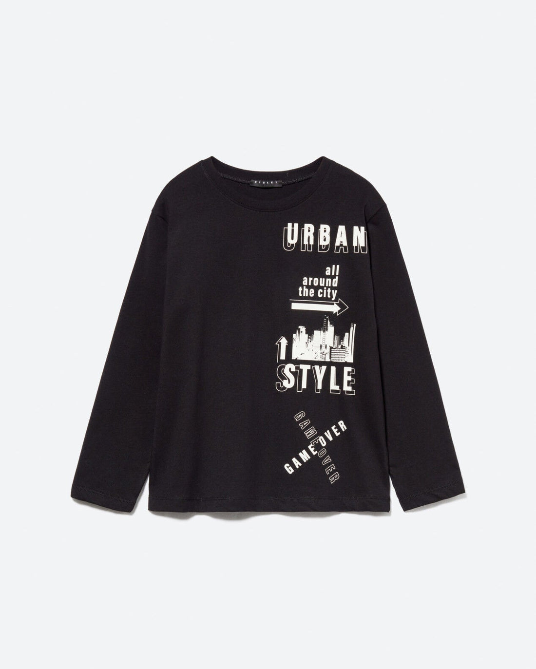 Black T-Shirt With Print Sisley