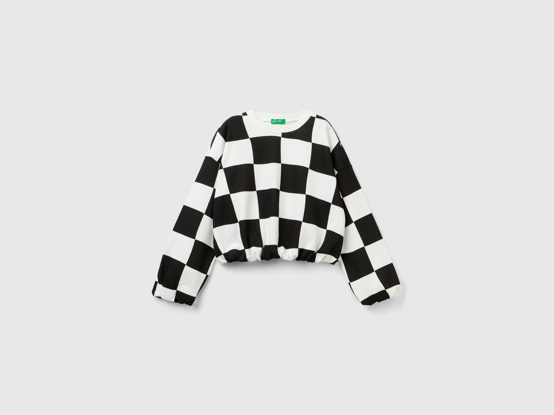 Boxy Fit Checkered Sweatshirt