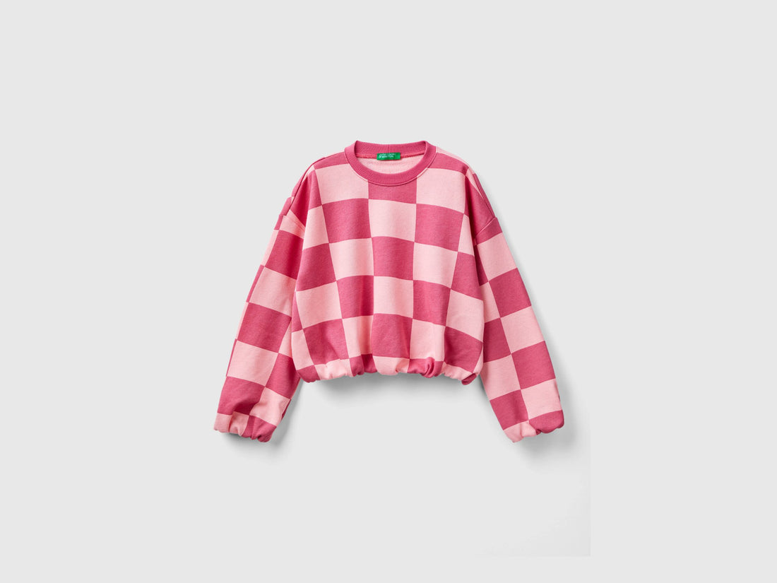 Boxy Fit Checkered Sweatshirt