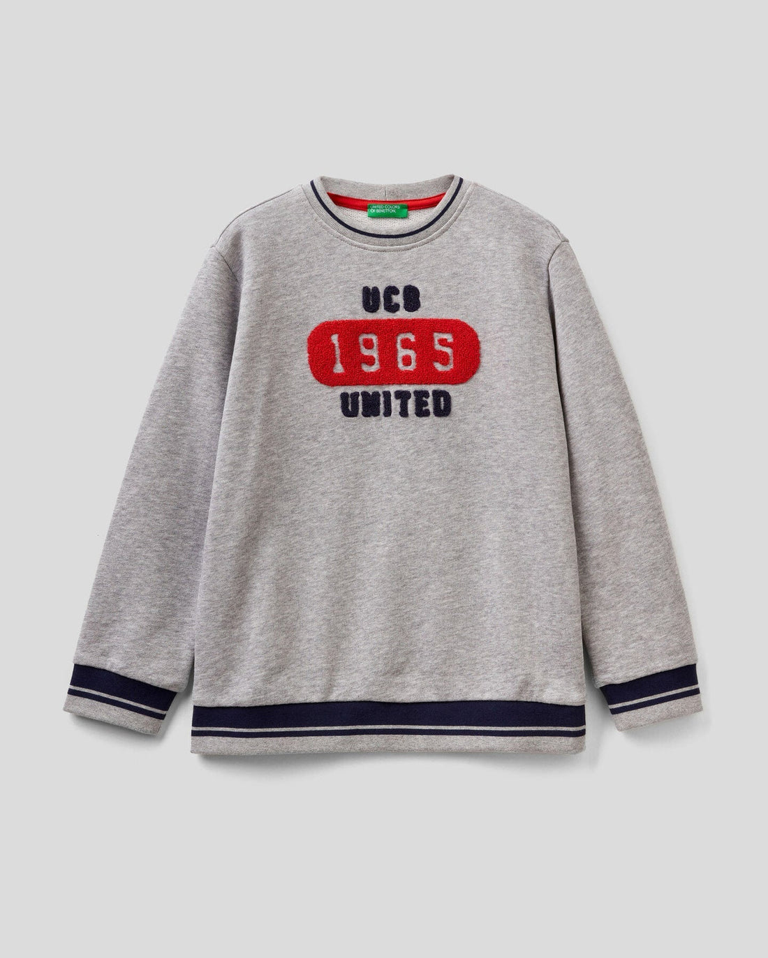 Light Grey 100% Cotton Sweatshirt With Embroidery Benetton