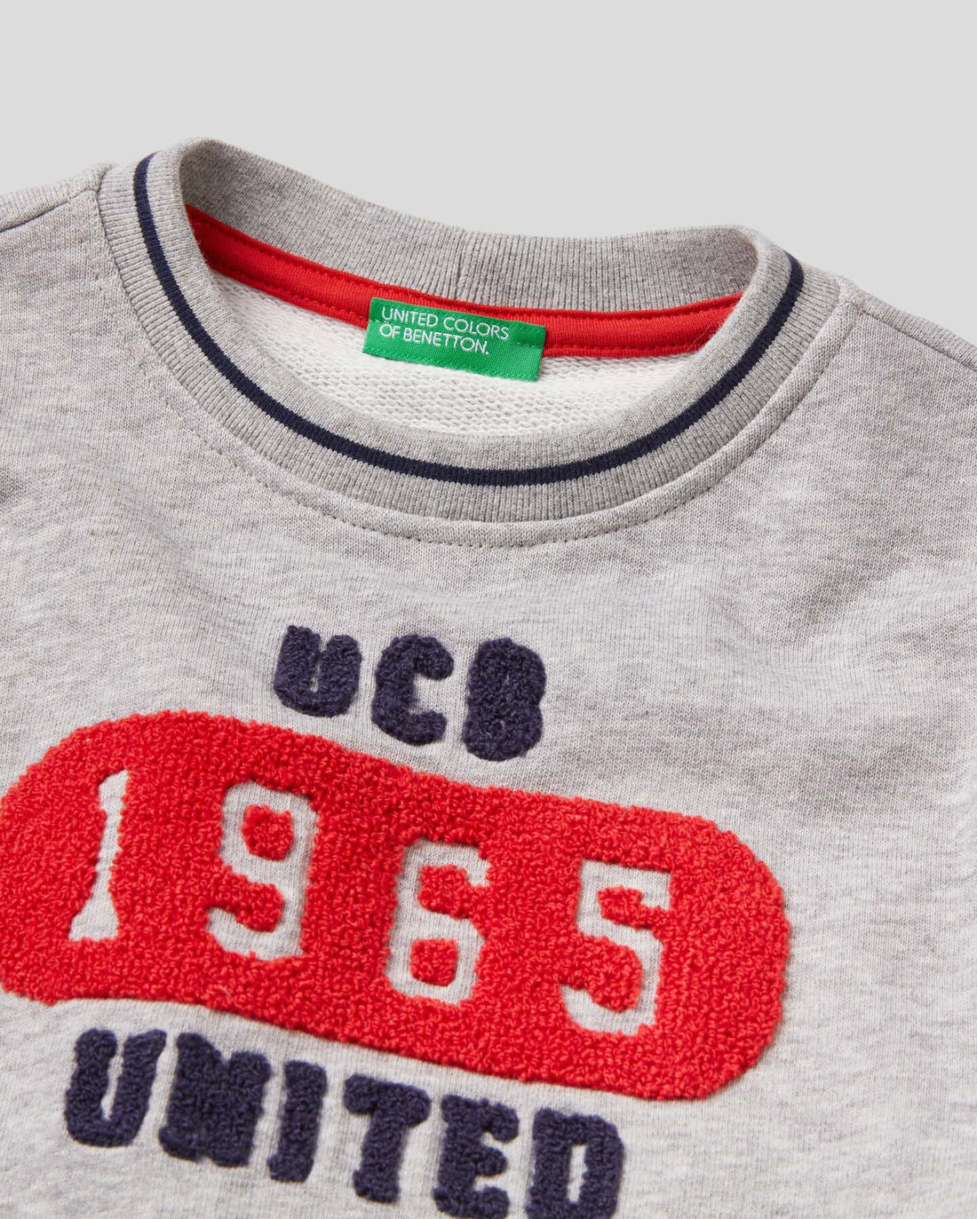 Light Grey 100% Cotton Sweatshirt With Embroidery Benetton