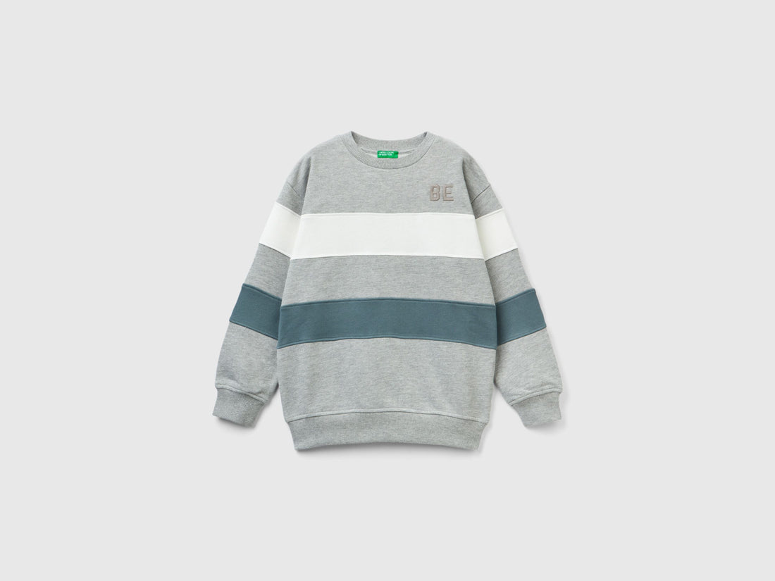Striped Sweatshirt With &quot;Be&quot; Embroidery