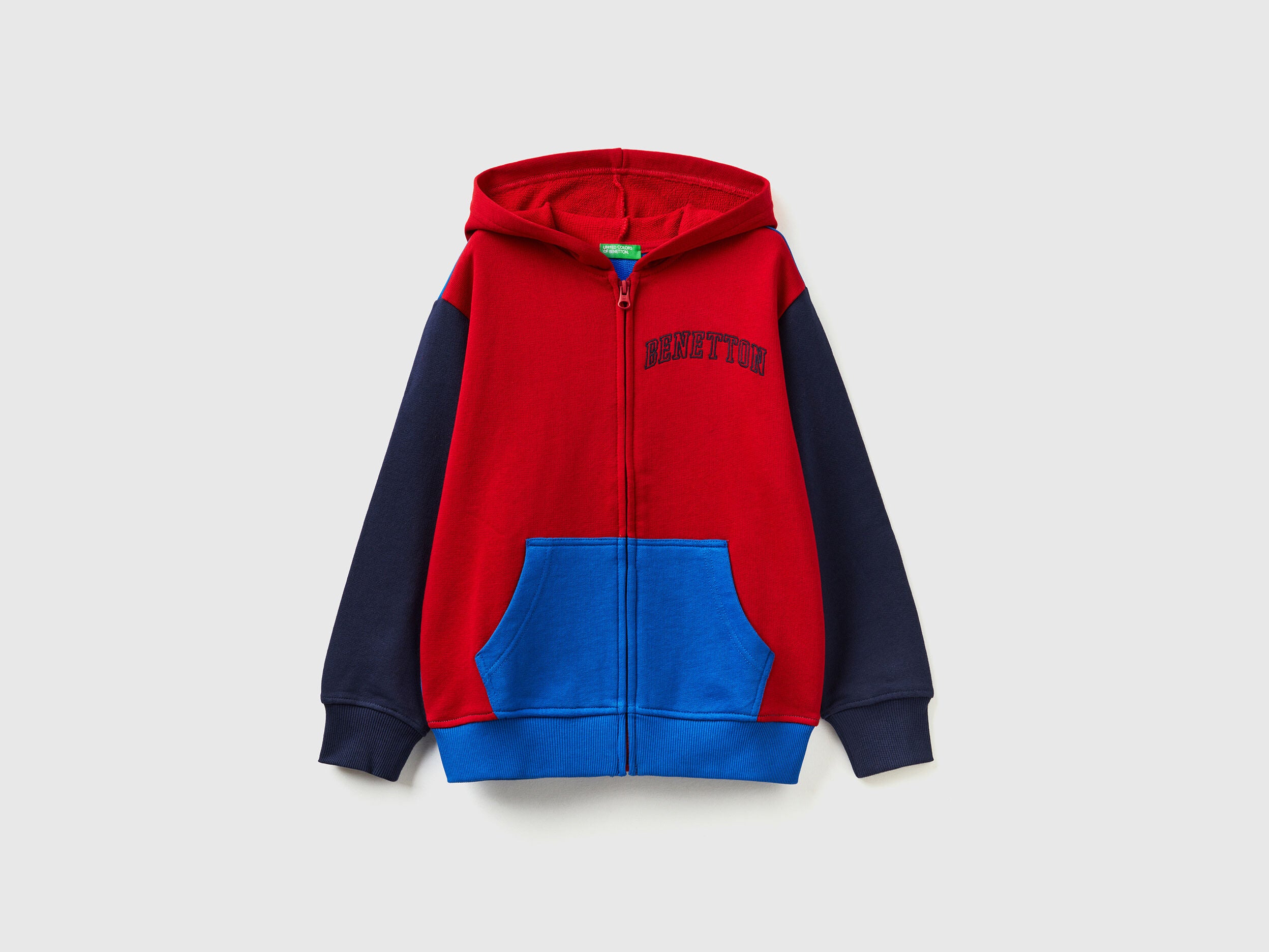 Hoodie With Zip And Embroidered Logo - BEVAVA