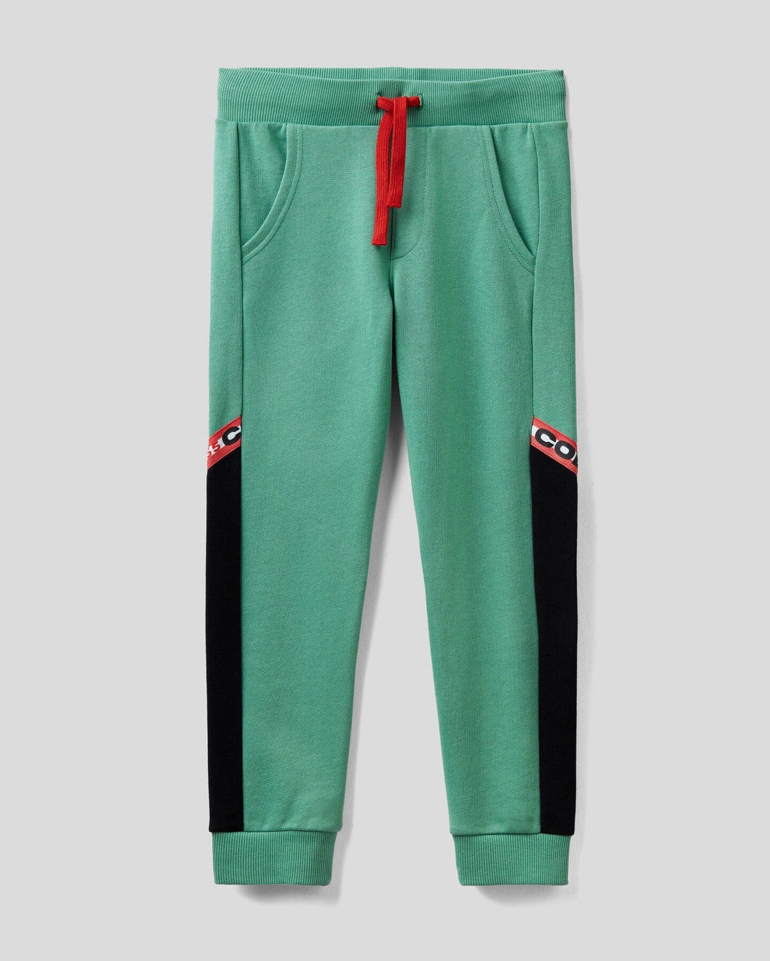 Green Color Block Sweat Joggers Benetton