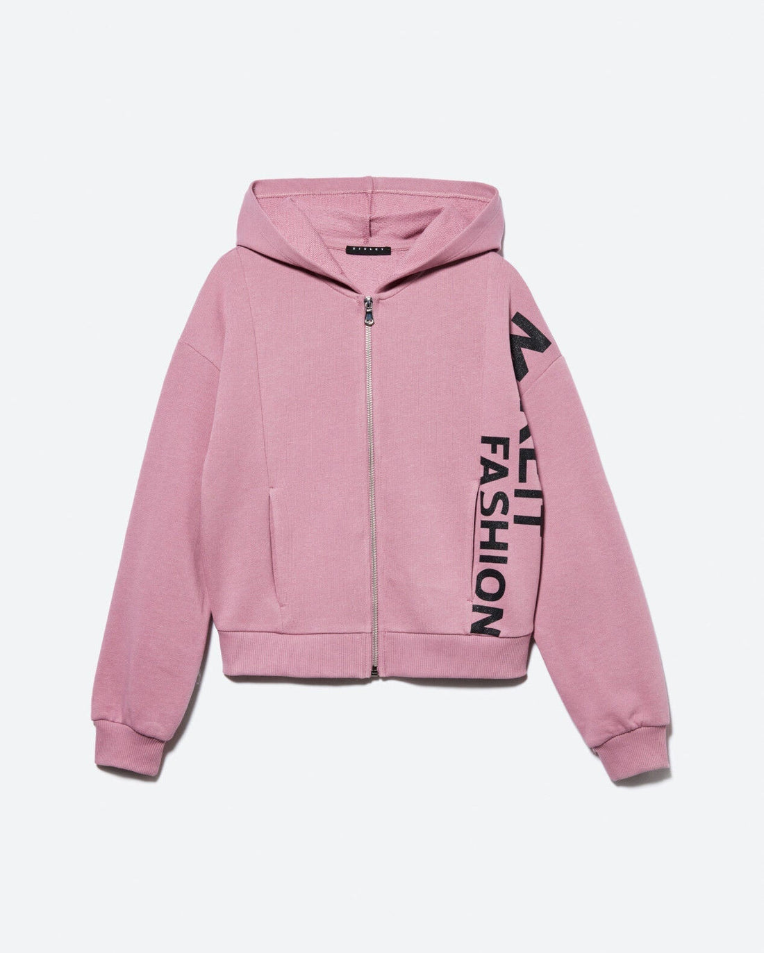 Pink Hoodie With Glittery Print Sisley