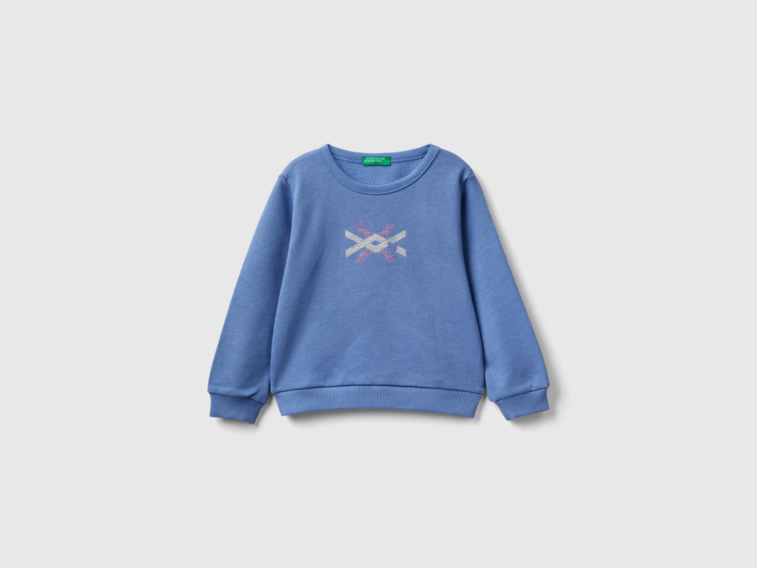 Sweatshirt In Organic Cotton With Glittery Print