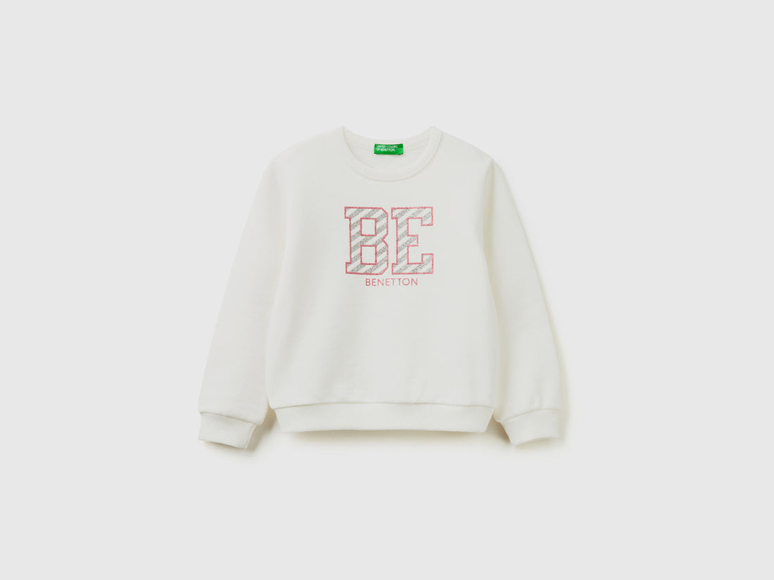 Sweatshirt In Organic Cotton With Glittery Print