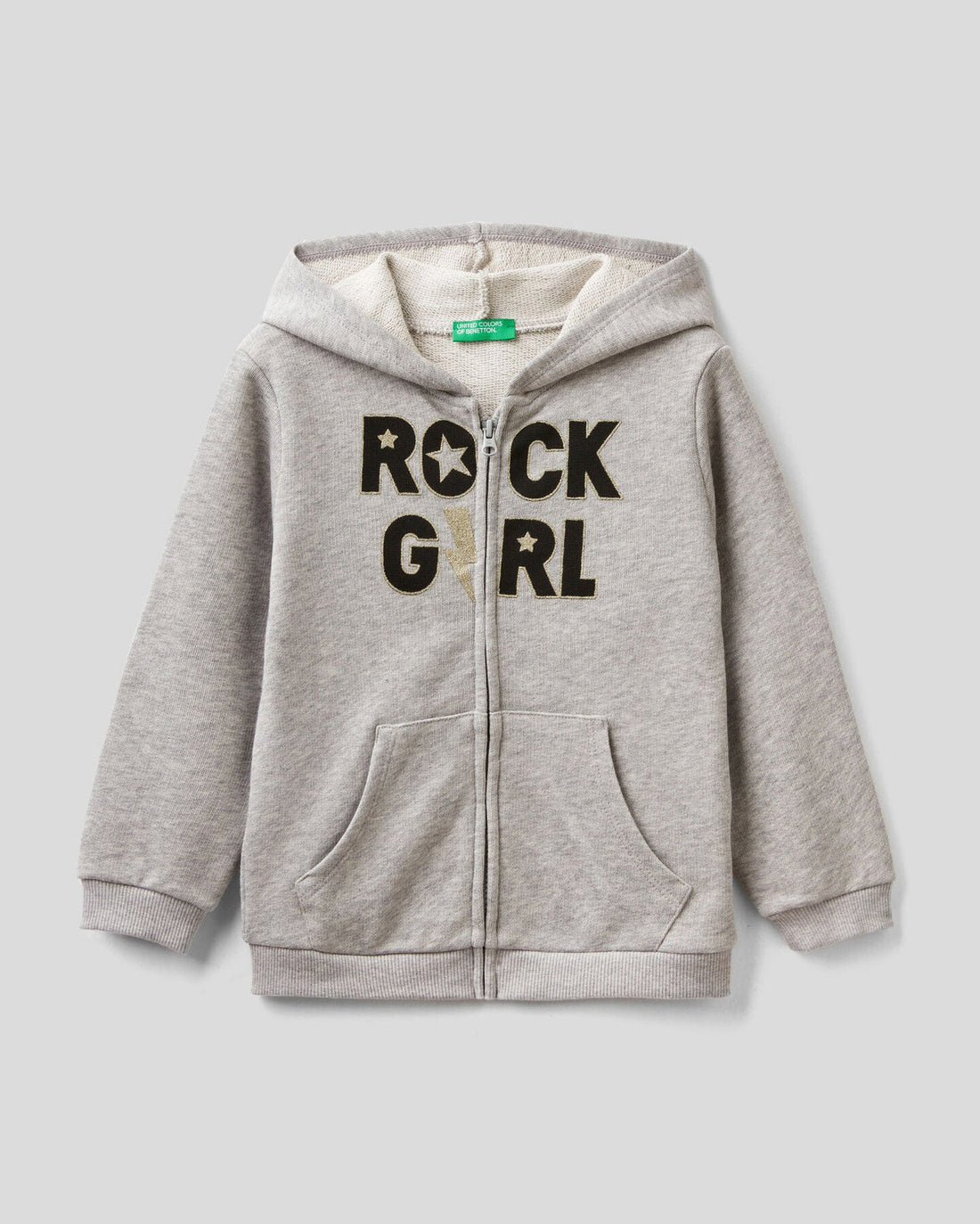 Light Grey Sweatshirt With Hood In Organic Cotton Benetton