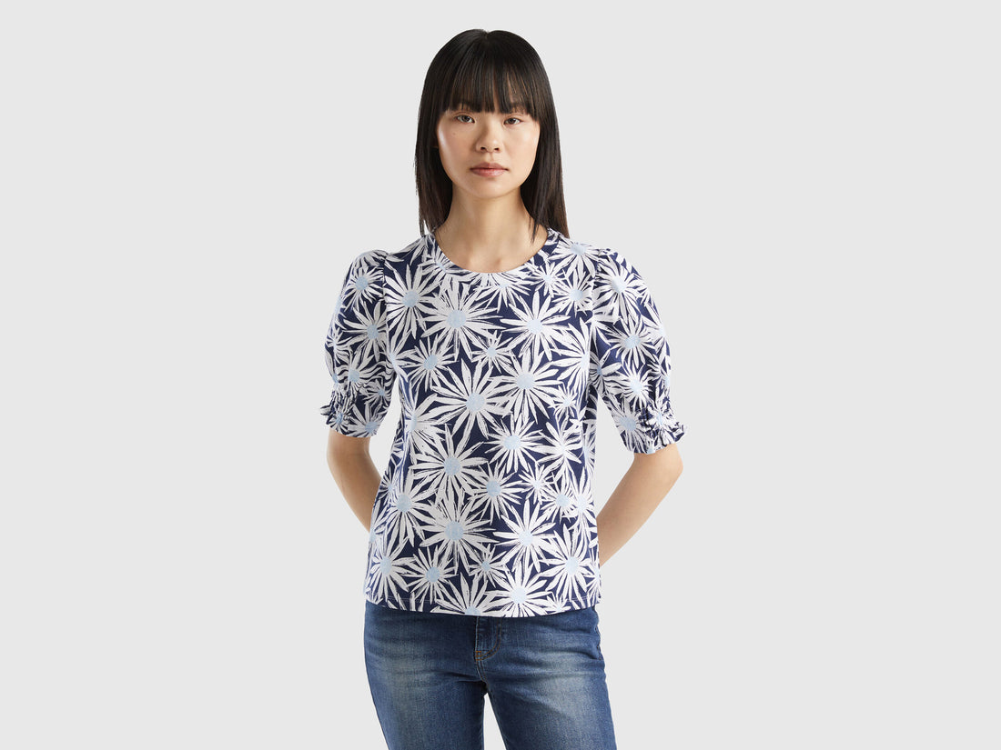 Organic Cotton T-Shirt With Floral Print_3NEXD106G_76Y_01