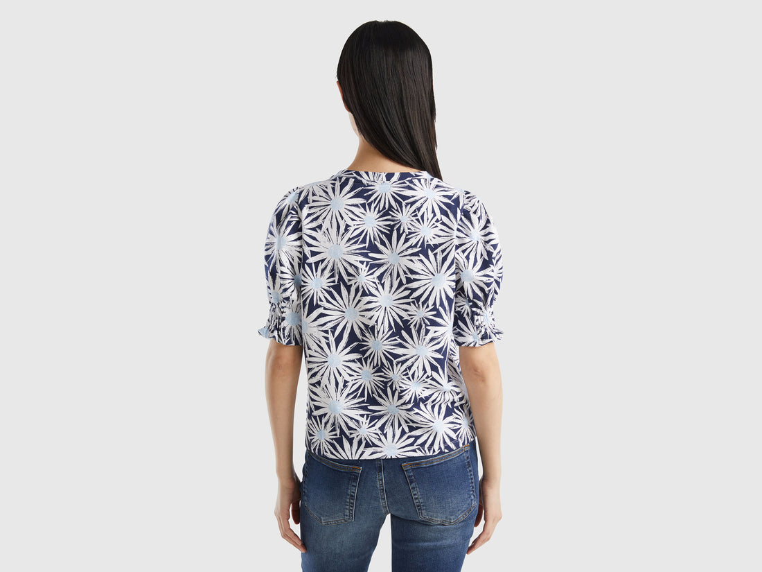 Organic Cotton T-Shirt With Floral Print_3NEXD106G_76Y_02
